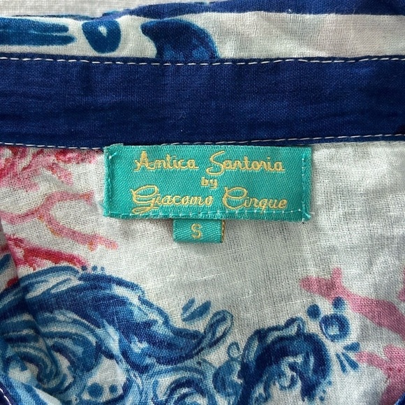 Antica Sartoria Beach Shirt Dress Button Front Cover Up Resort Wear Sequin Small - Picture 7 of 15